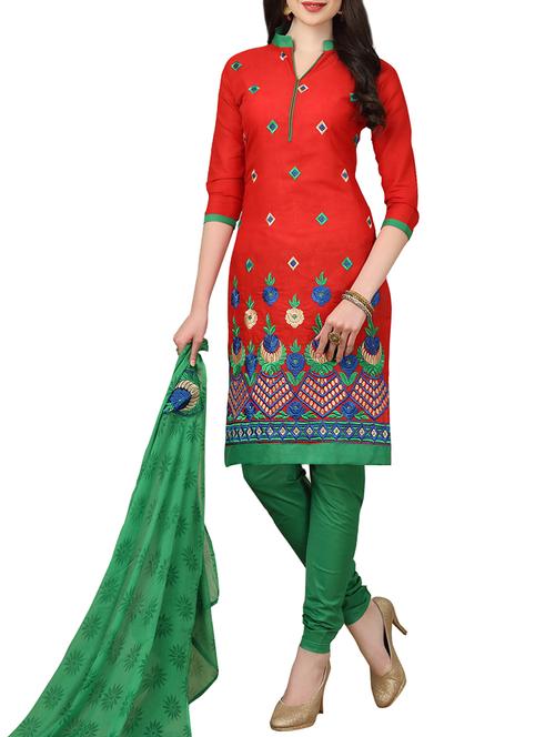 embroidered unstitched churidaar suit - 14550361 - Very Small Image - 1