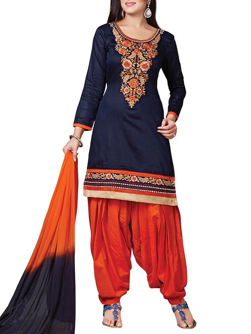 embroidered unstitched salwar suit - 14550383 - Very Small Image - 1
