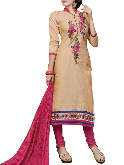 embroidered unstitched churidaar suit - 14550403 - Very Small Image - 1