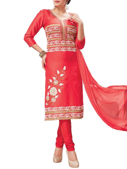 embroidered unstitched churidaar suit - 14550519 - Very Small Image - 1