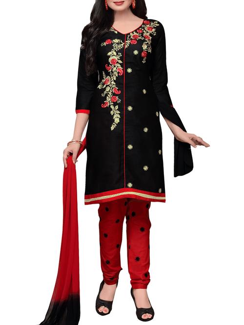 embroidered unstitched churidaar suit - 14550581 - Very Small Image - 1
