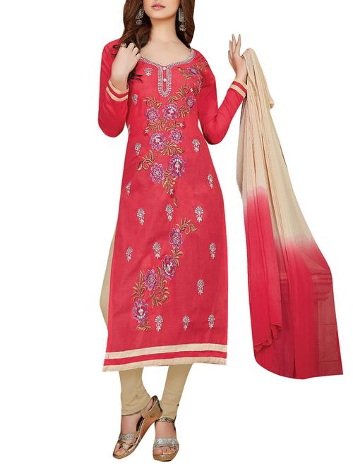 embroidered unstitched churidaar suit - 14550607 - Very Small Image - 1