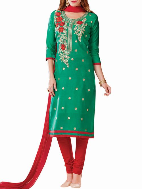 embroidered unstitched churidaar suit - 14550693 - Very Small Image - 1