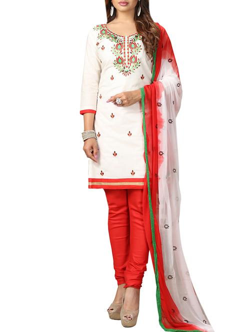 embroidered unstitched churidaar suit - 14550694 - Very Small Image - 1
