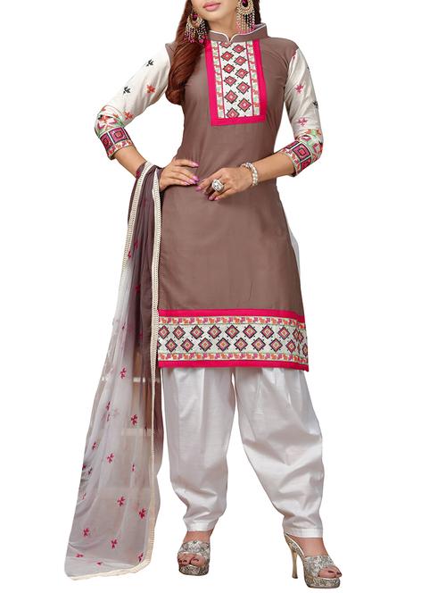 embroidered unstitched salwar suit - 14550703 - Very Small Image - 1