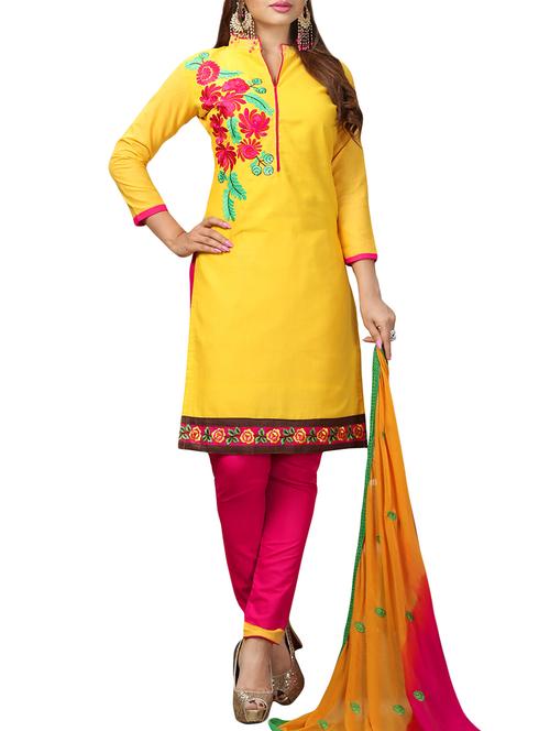 embroidered unstitched churidaar suit - 14550706 - Very Small Image - 1