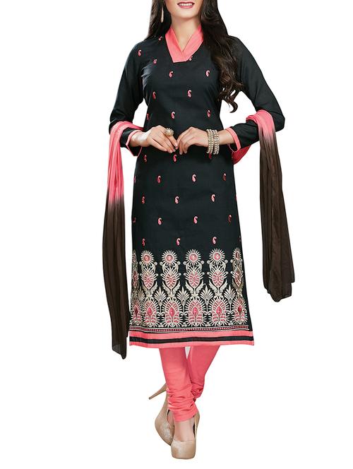 black cotton churidaar suit dress material - 14550744 - Very Small Image - 1