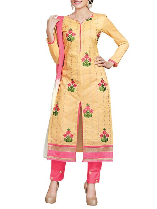 embroidered unstitched straight pant suit - 14550756 - Very Small Image - 1