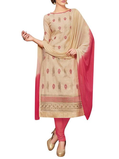 embroidered unstitched churidaar suit - 14550783 - Very Small Image - 1