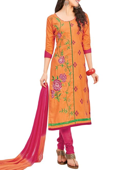 yellow cotton churidaar suit dress material - 14550841 - Very Small Image - 1