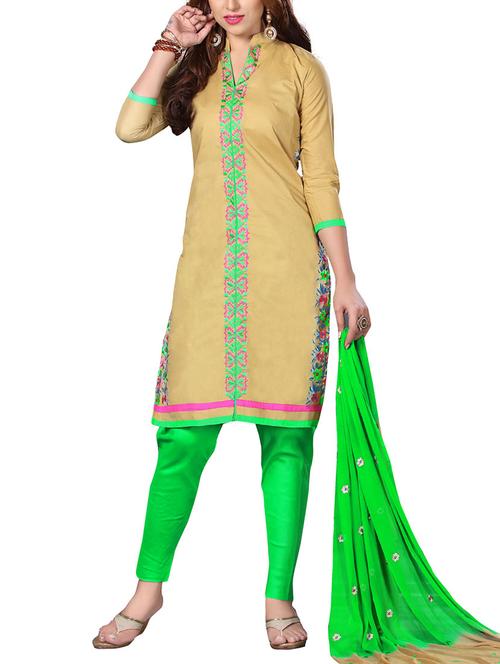 embroidered unstitched churidaar suit - 14550850 - Very Small Image - 1