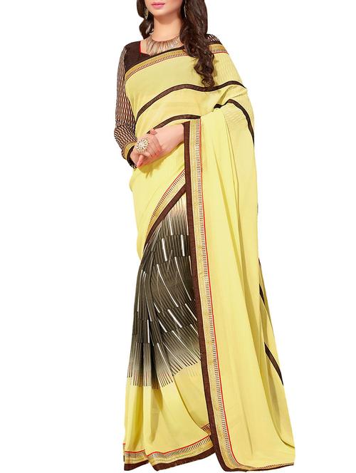 stripes half and half saree with blouse - 14551330 - Very Small Image - 1