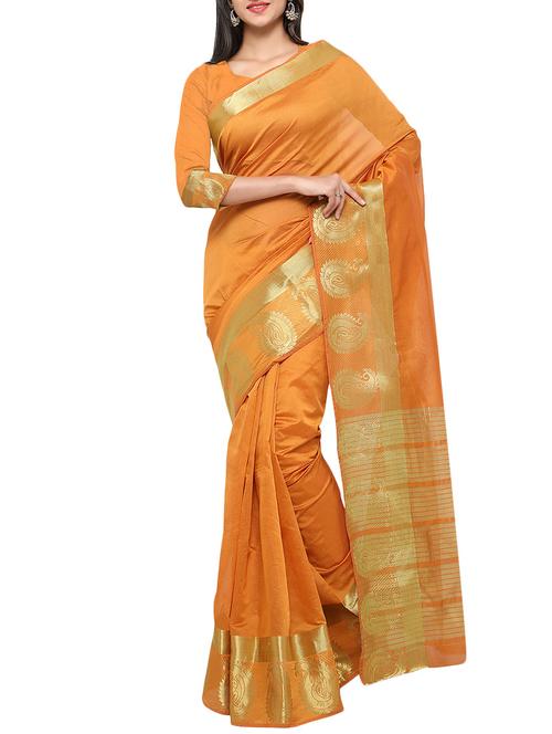 yellow woven saree with blouse - 14551671 - Very Small Image - 1