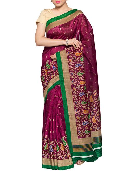 purple bhagalpuri saree with blouse - 14551696 - Very Small Image - 1