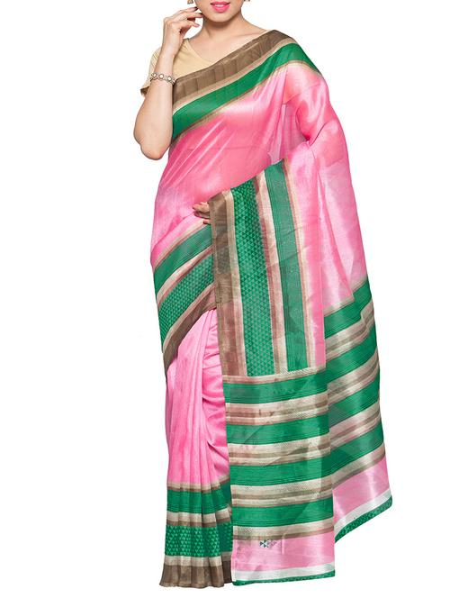 stripes bordered bhagalpuri saree with blouse - 14551713 - Very Small Image - 1