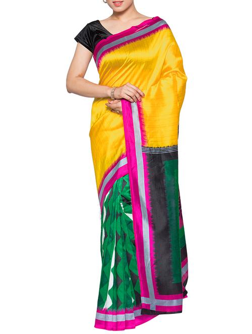 yellow bhagalpuri saree with blouse - 14551765 - Very Small Image - 1
