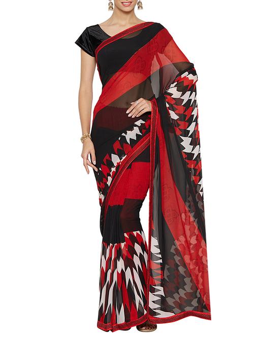 multicolored printed saree with blouse - 14551794 - Very Small Image - 1