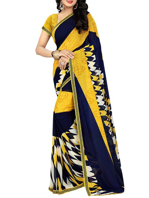 multicolored printed saree with blouse - 14551795 - Very Small Image - 1
