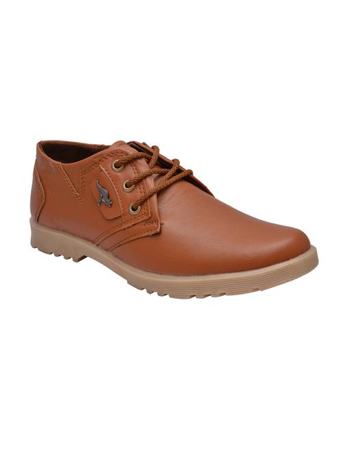 tan leatherette lace up shoe - 14553534 - Very Small Image - 1