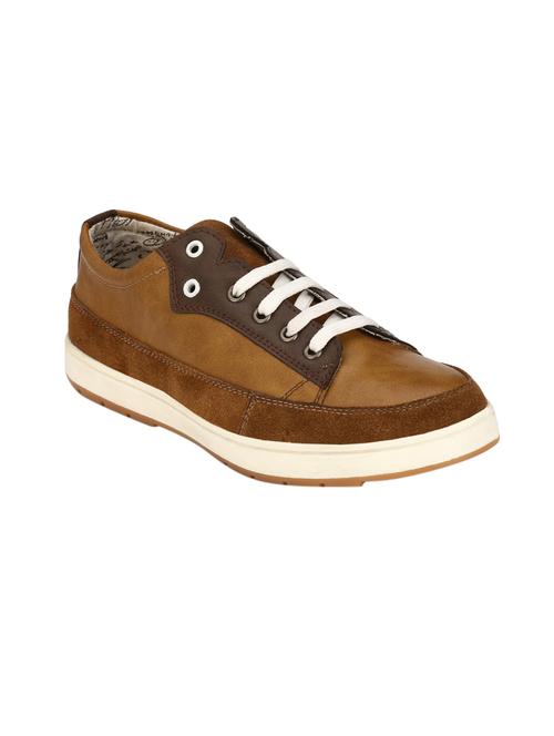 brown leatherette lace up sneaker - 14553538 - Very Small Image - 1