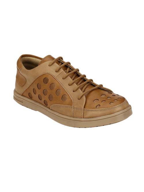 brown leatherette lace up sneaker - 14553541 - Very Small Image - 1