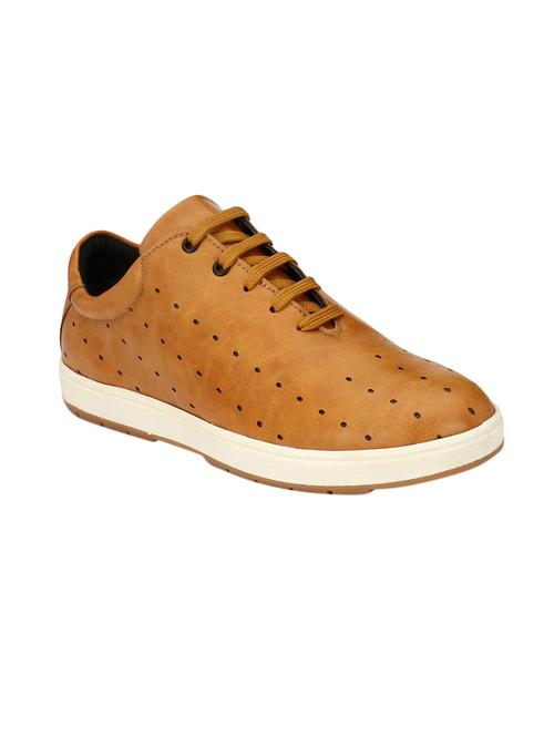 tan leatherette lace up sneaker - 14553552 - Very Small Image - 1