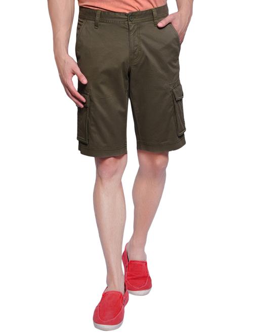 olive green cotton shorts - 14553918 - Very Small Image - 1