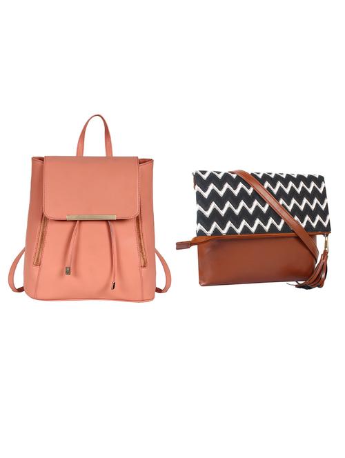multi colored leatherette regular sling bags and backpack - 14554024 - Very Small Image - 1