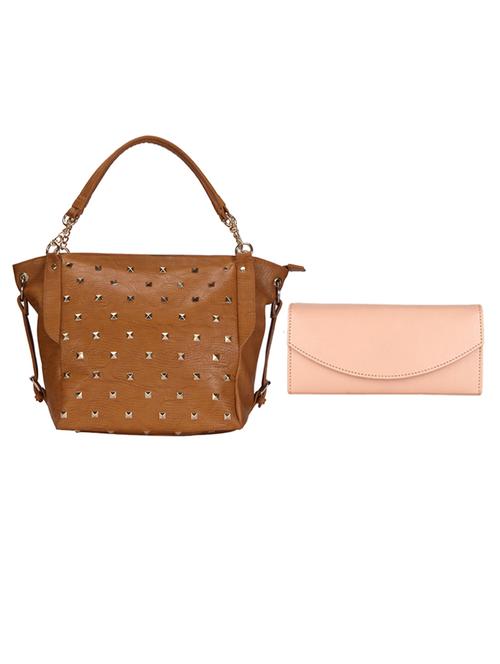 brown leatherette regular handbag with wallet - 14554041 - Very Small Image - 1