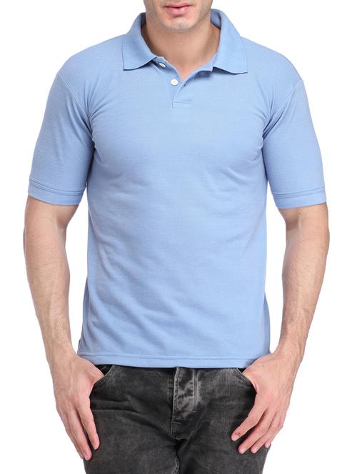 light blue solid polo t-shirt - 14554215 - Very Small Image - 1