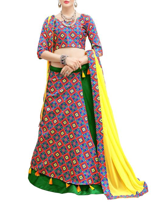 multicolored silk flared lehenga - 14554239 - Very Small Image - 1