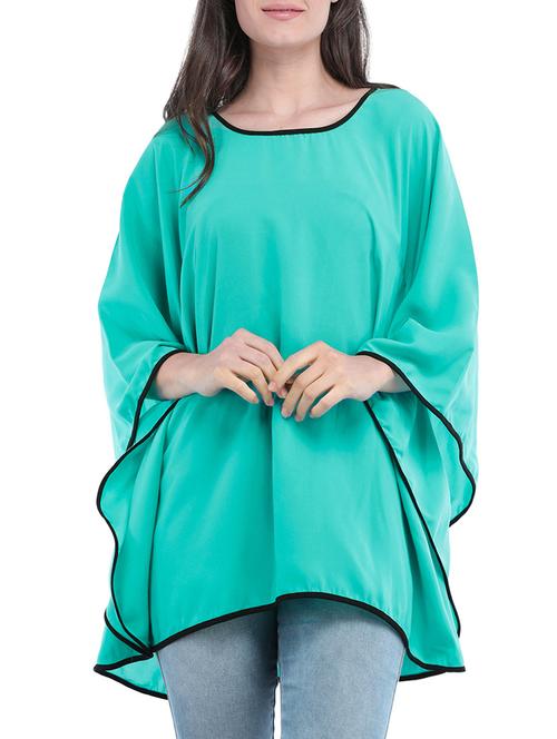 contrast piping solid kaftan top - 14554248 - Very Small Image - 1