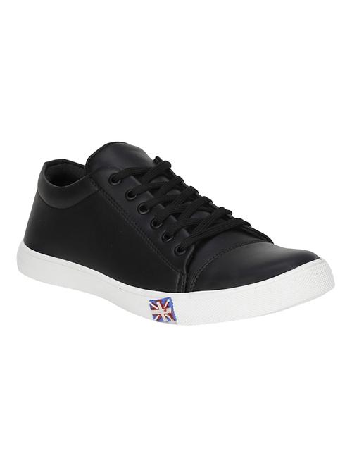 black leatherette lace up sneaker - 14554303 - Very Small Image - 1