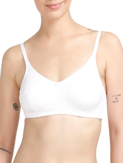 white cotton solid bra - 14554779 - Very Small Image - 1