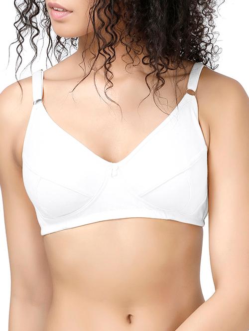 white cotton blend solid bra - 14554788 - Very Small Image - 1