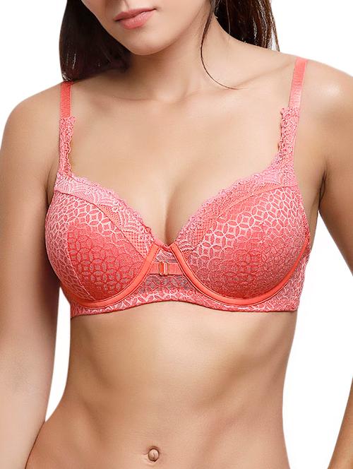 orange lacy push up bra - 14554838 - Very Small Image - 1
