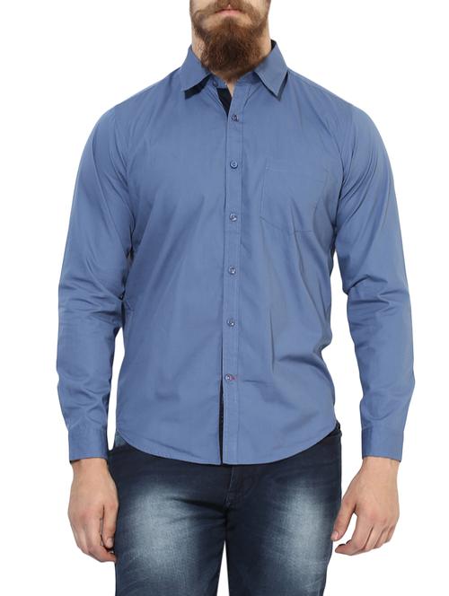 blue cotton casual shirt - 14556252 - Very Small Image - 1