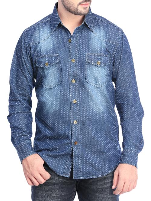 blue cotton casual shirt - 14556286 - Very Small Image - 1