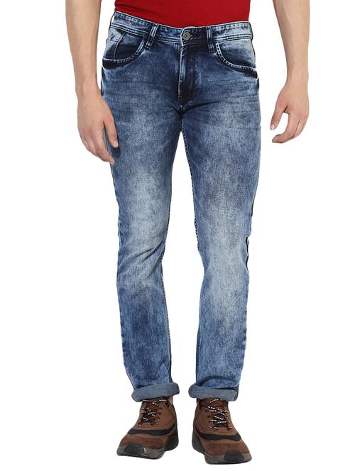 blue cotton washed jeans - 14556371 - Very Small Image - 1