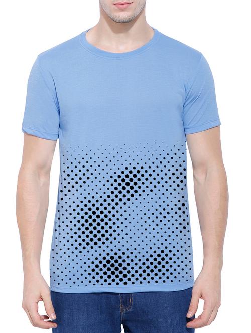 blue cotton front print t-shirt - 14557101 - Very Small Image - 1