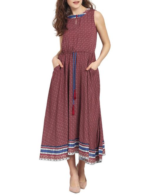 maroon fit & flare dress - 14557269 - Very Small Image - 1