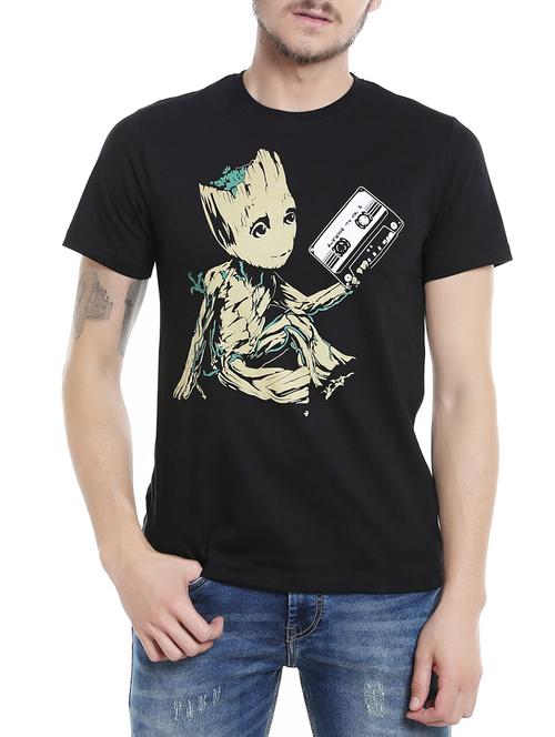 black cotton character print t-shirt - 14557725 - Very Small Image - 1