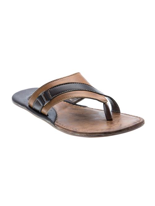 tan leatherette toe separator slippers - 14562109 - Very Small Image - 1