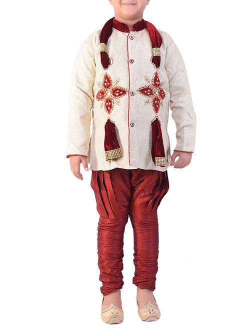 red cotton blend kurta set with dupatta - 14562537 - Very Small Image - 1