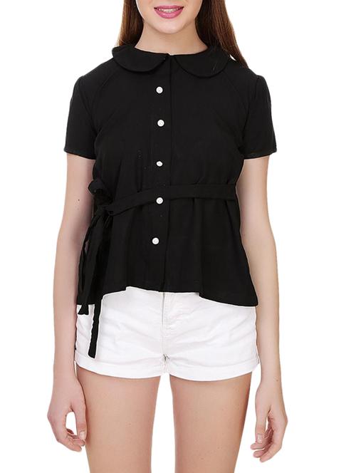 solid black belted top - 14563395 - Very Small Image - 1
