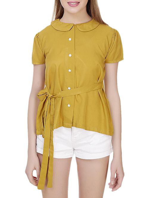 solid yellow belted top - 14563396 - Very Small Image - 1