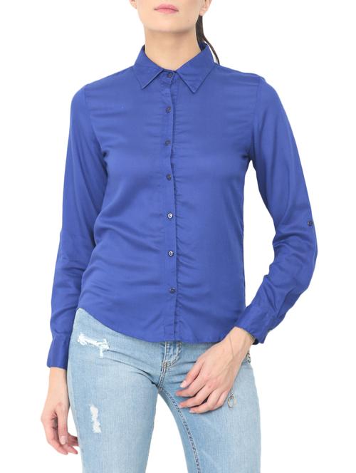 solid blue cotton shirt - 14564689 - Very Small Image - 1