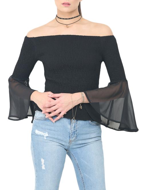 black off shoulder top - 14564702 - Very Small Image - 1
