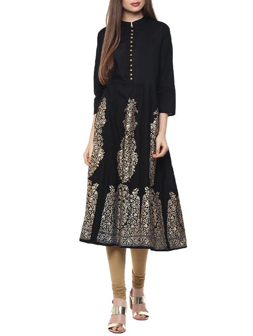 foil print flared kurta - 14566836 - Very Small Image - 1