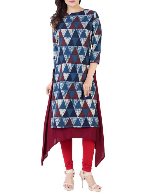 blue cotton layered kurta - 14567839 - Very Small Image - 1